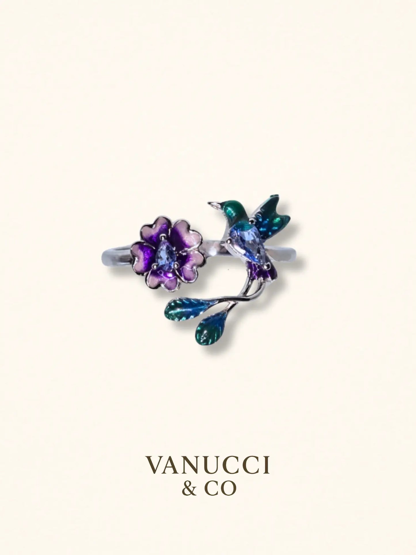 Anillo Pajaro colibrí Ajustable Plata 925 - VANUCCI & CO