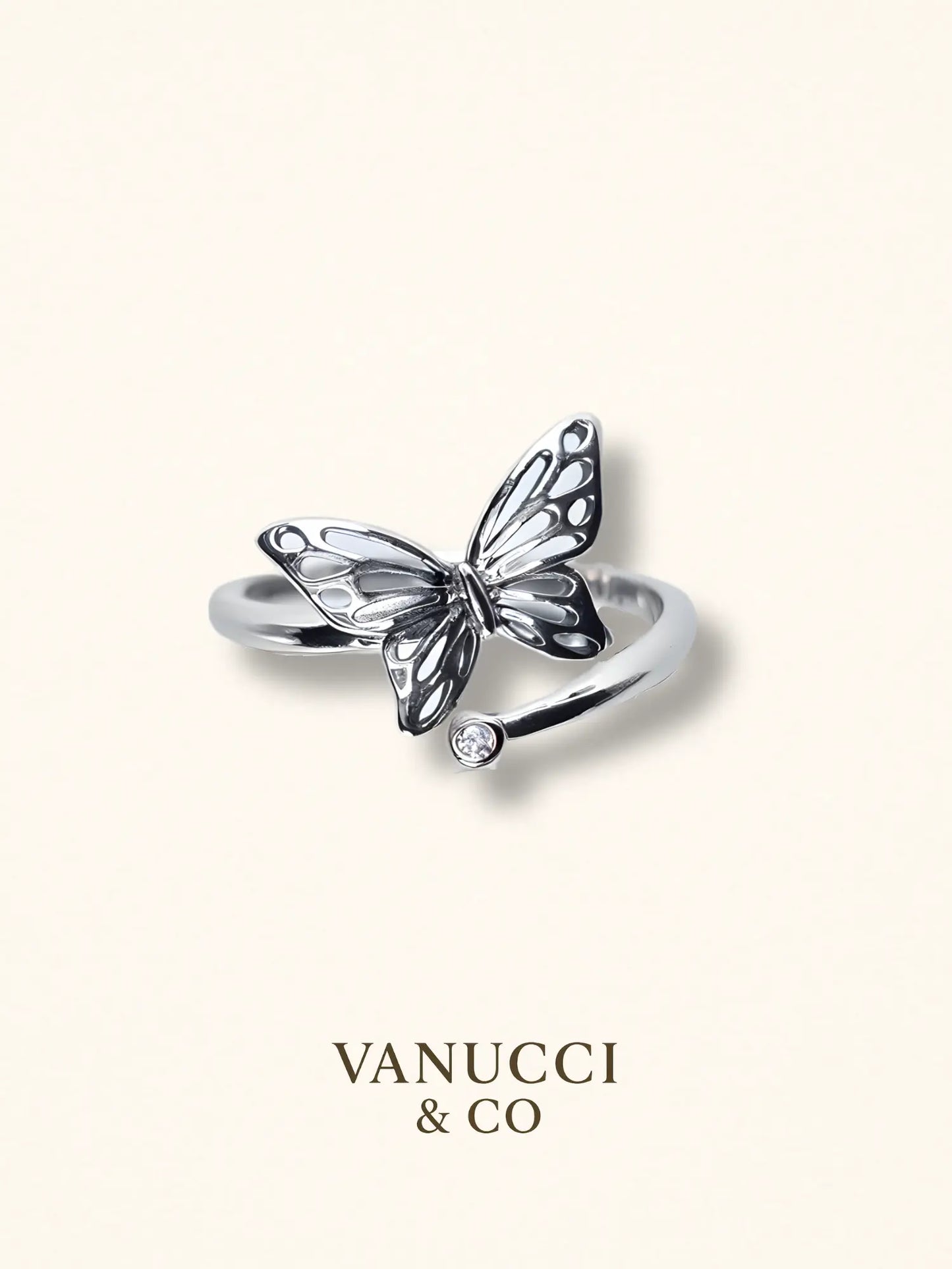 Anillo Mariposa Ajustable Plata 925 - VANUCCI & CO