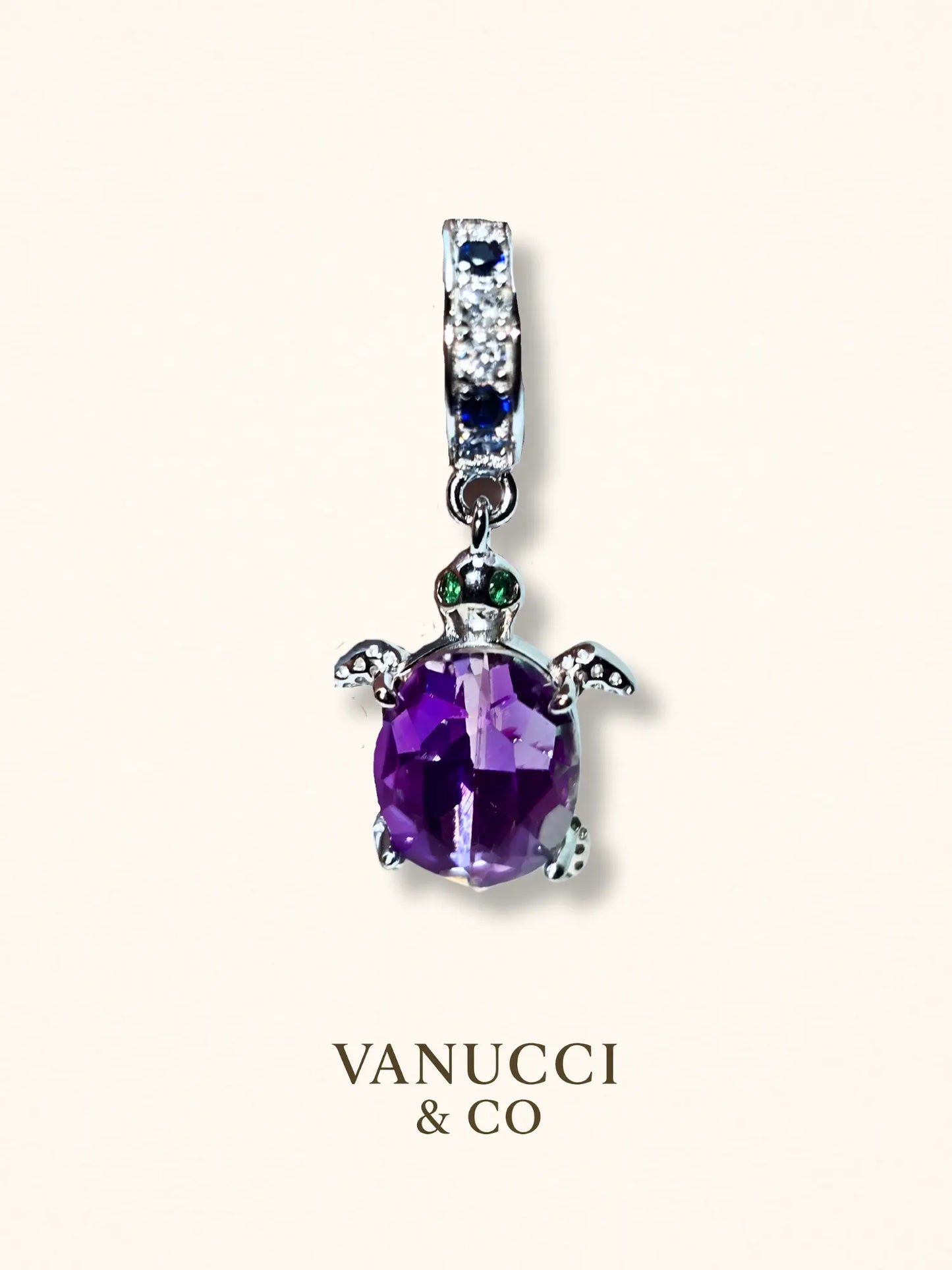 Charm en forma de tortuga con caparazón de circonia Plata 925 - VANUCCI & CO