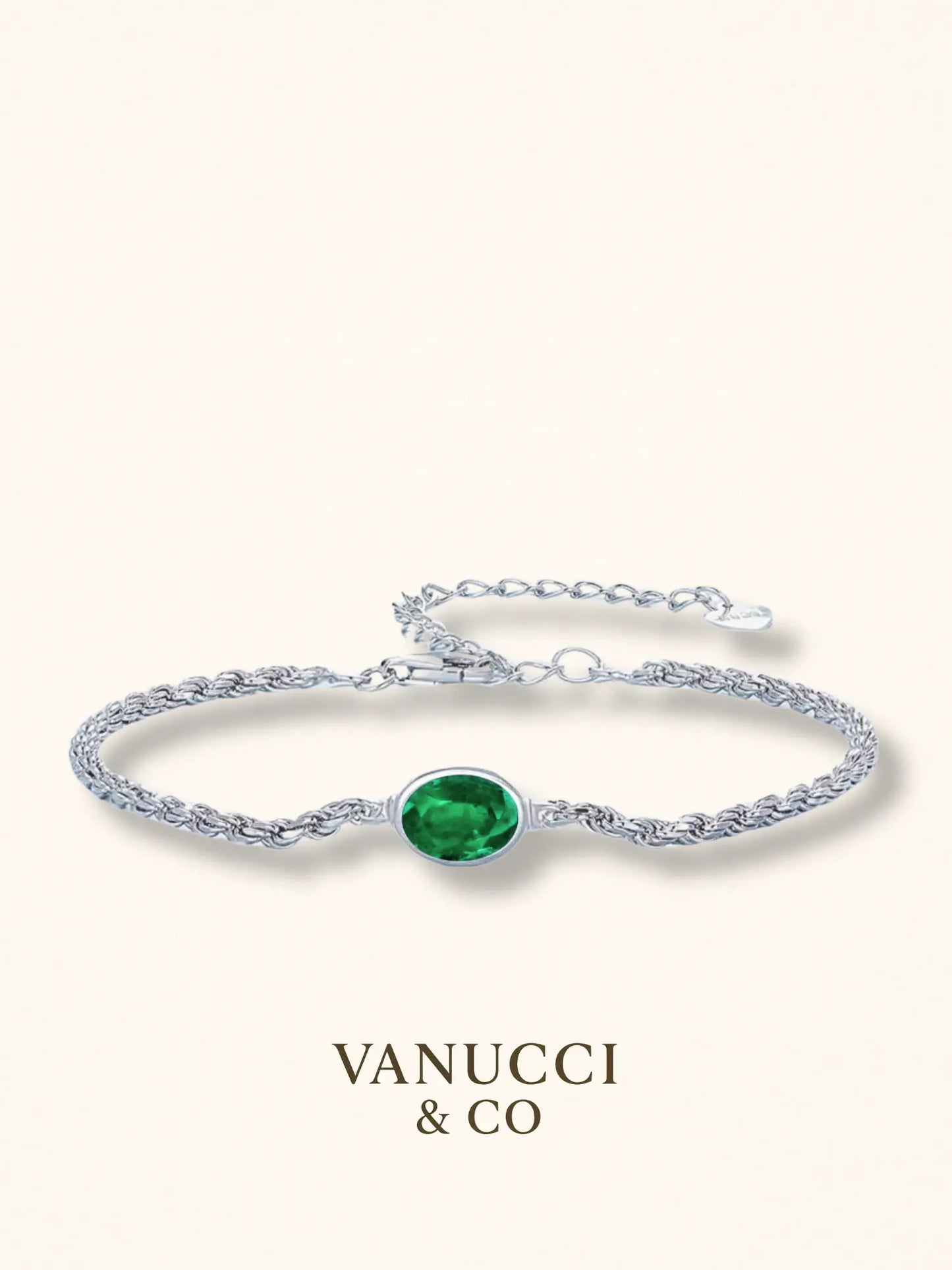 Pulsera chopin trenzada circonia verde Plata 925 - VANUCCI & CO