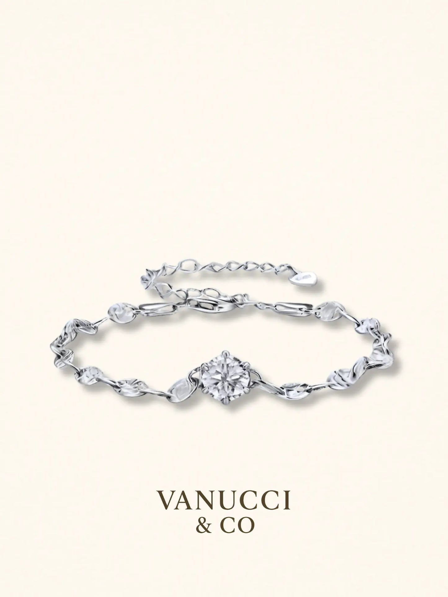 Pulsera eslabones circonia central plata - VANUCCI & CO