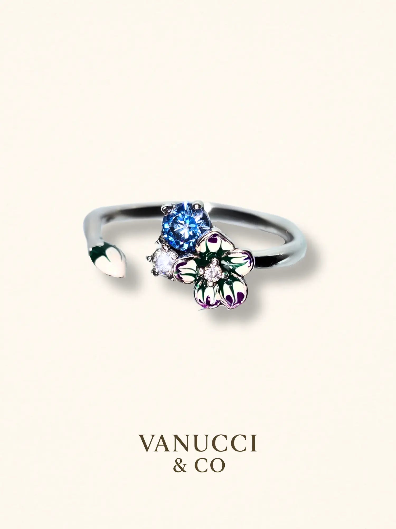 Anillo Flor Ajustable Plata 925 - VANUCCI & CO