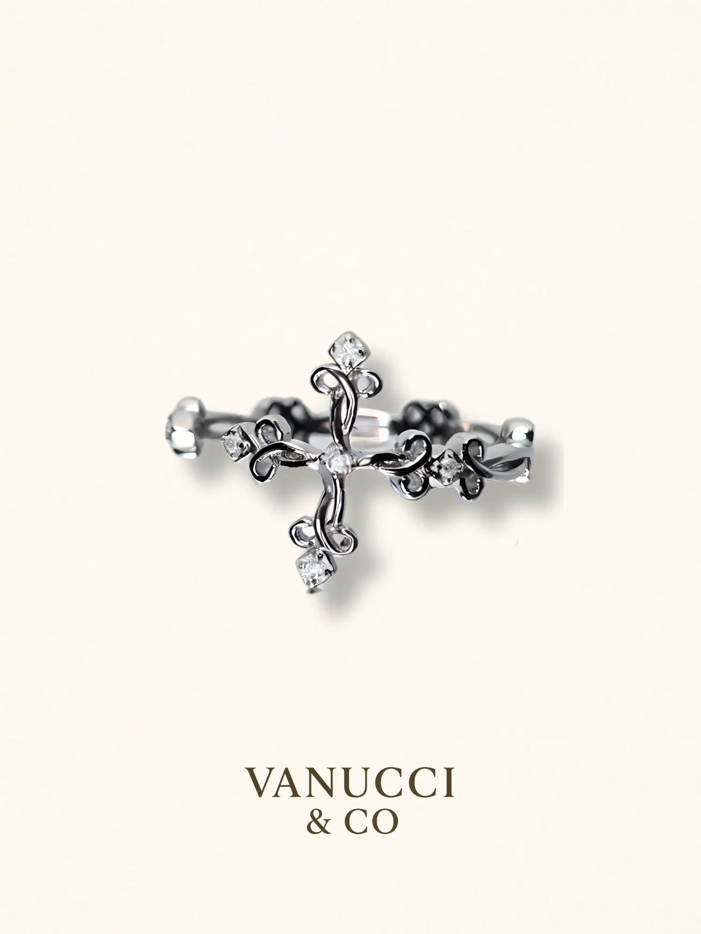 Anillo Cruz Ajustable Plata 925 - VANUCCI & CO