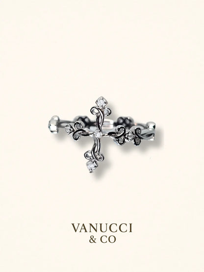 Anillo Cruz Ajustable Plata 925 - VANUCCI & CO