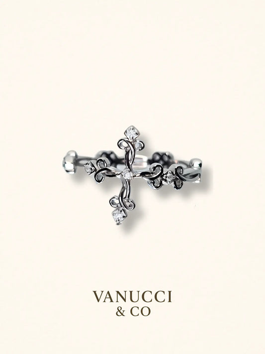 Anillo Cruz Ajustable Plata 925 - VANUCCI & CO