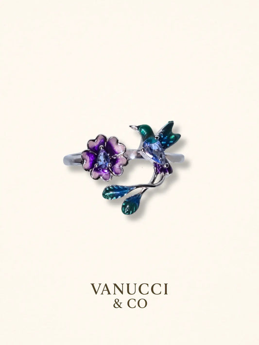 Anillo Pajaro colibrí Ajustable Plata 925 - VANUCCI & CO