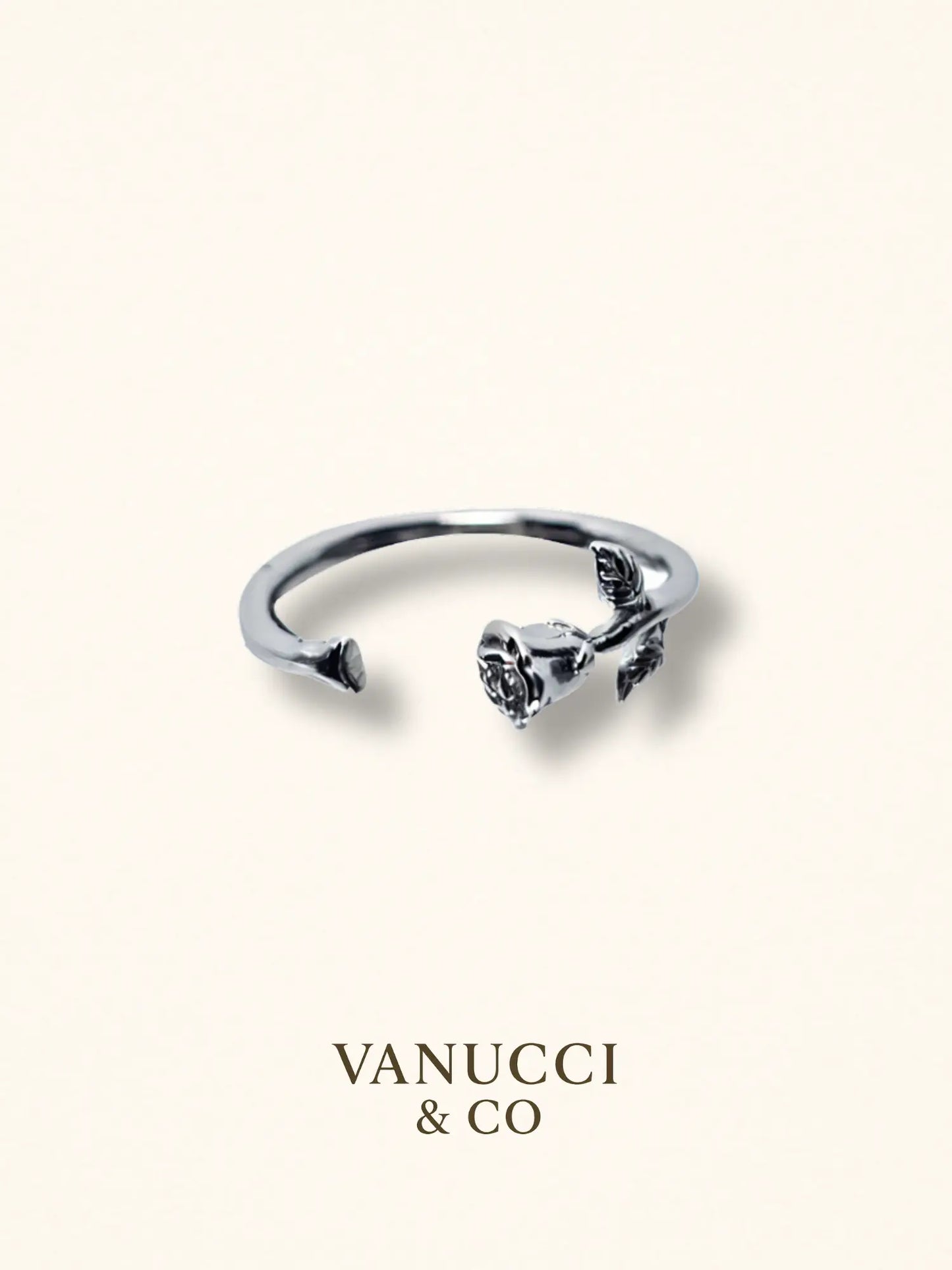 Anillo Ajustable Rosa Minimalista Plata 925 - VANUCCI & CO