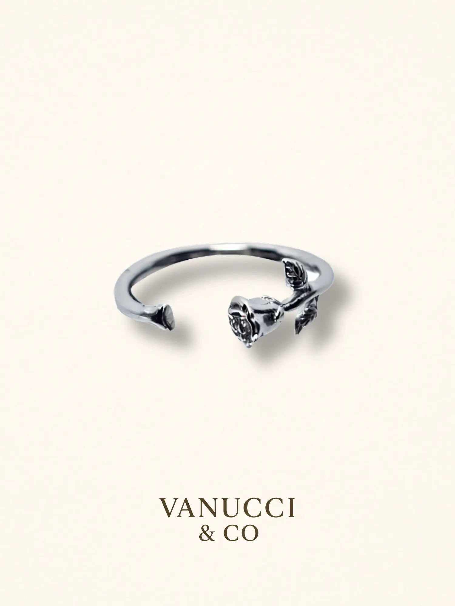 Anillo Ajustable Rosa Minimalista Plata 925 - VANUCCI & CO