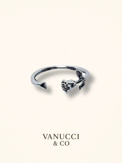Anillo Ajustable Rosa Minimalista Plata 925 - VANUCCI & CO