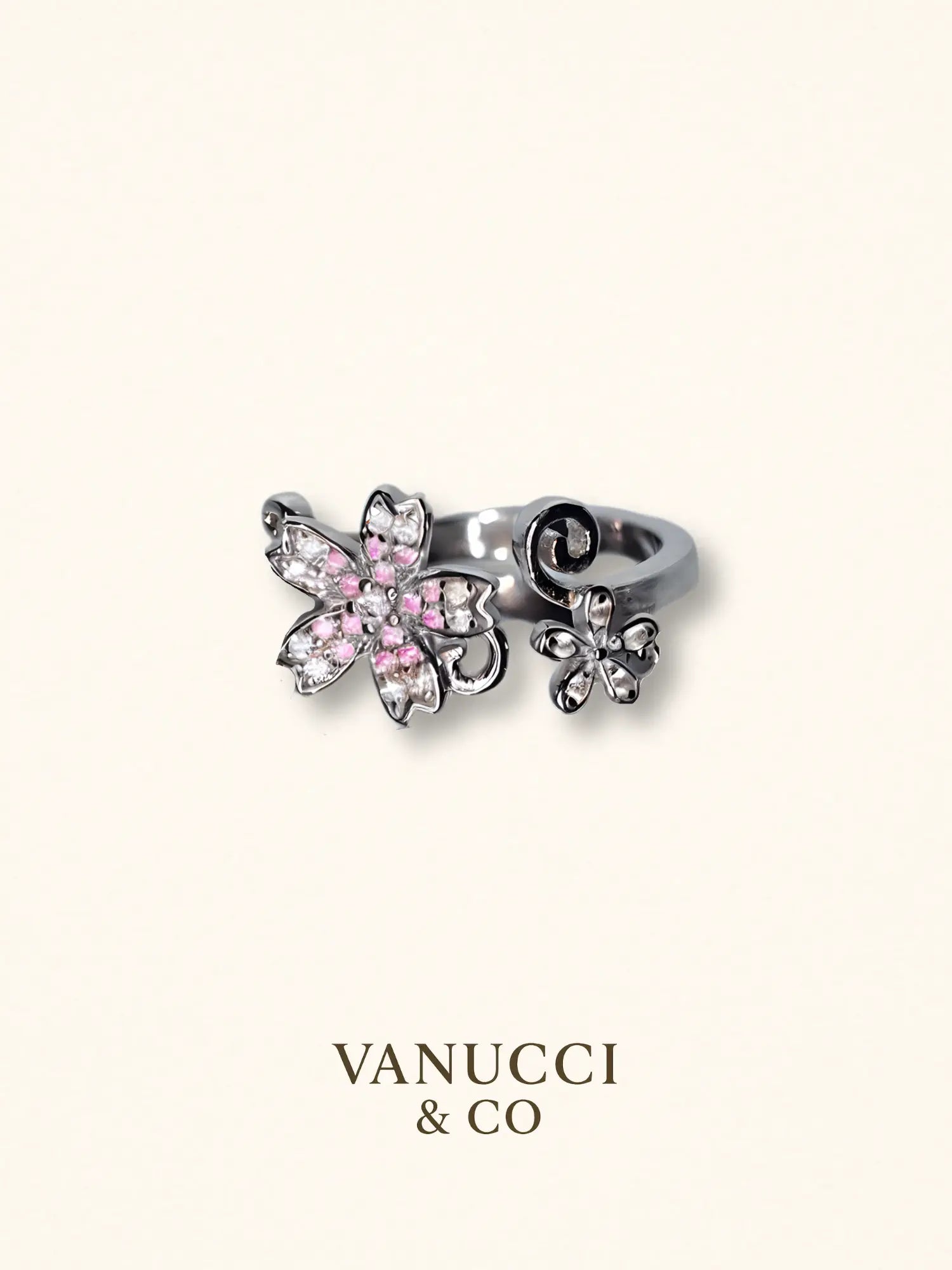 Anillo Flor Ajustable Plata 925 - VANUCCI & CO