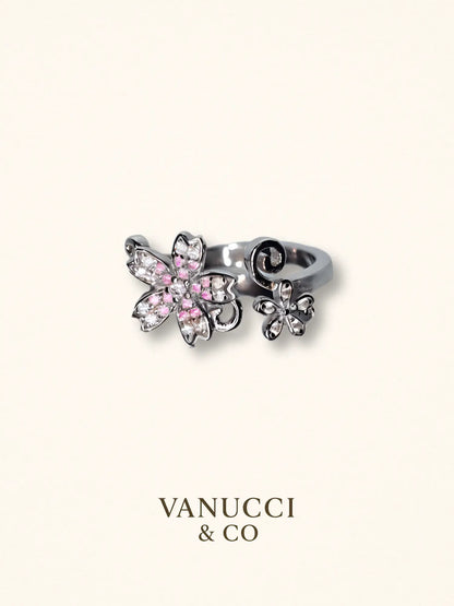 Anillo Flor Ajustable Plata 925 - VANUCCI & CO