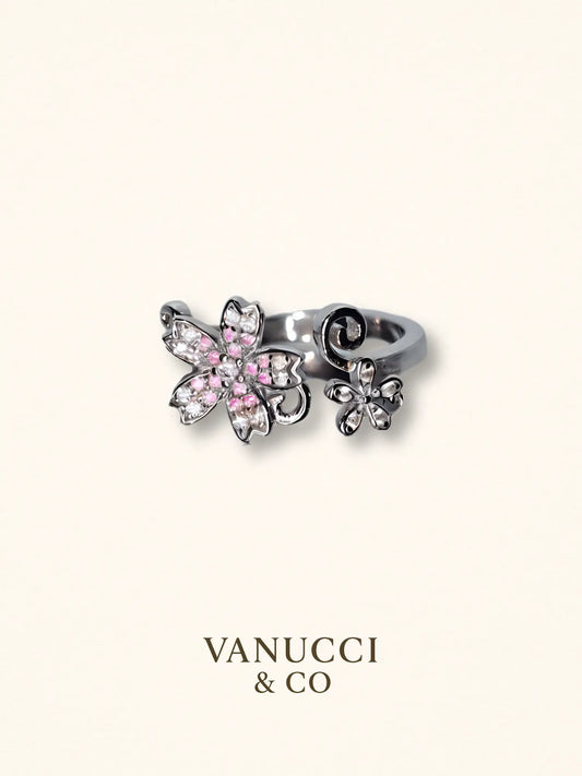Anillo Flor Ajustable Plata 925 - VANUCCI & CO