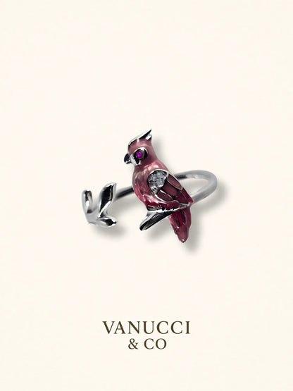 Anillo ave rojo vino circonia morada blanca Plata 925 - VANUCCI & CO