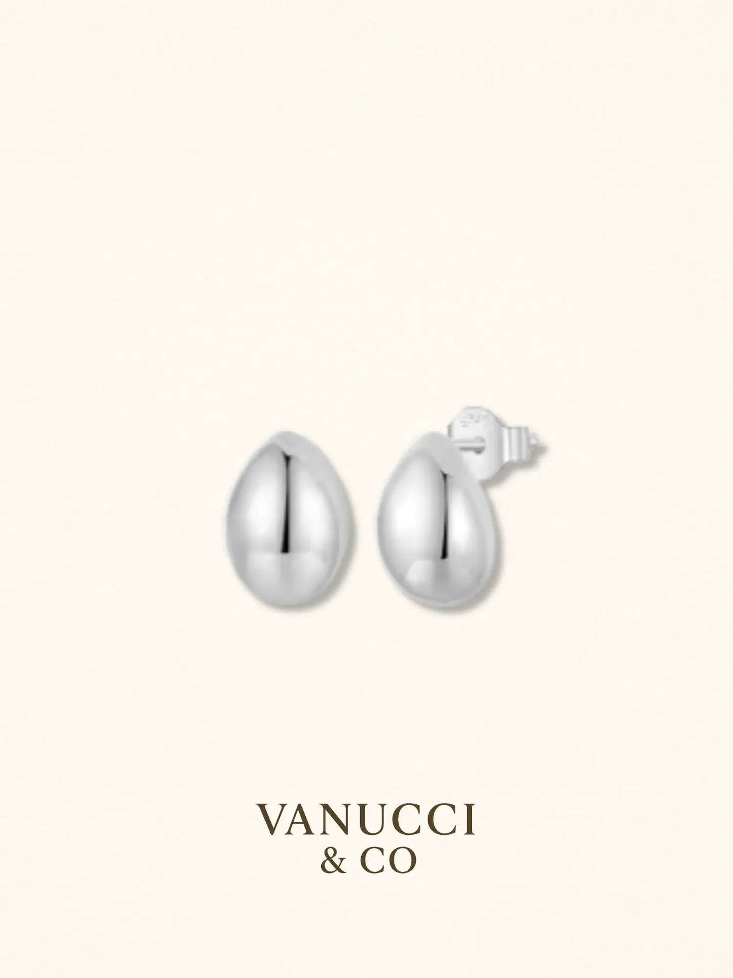 Aretes gota agua plateados espejo Plata 925 - VANUCCI & CO