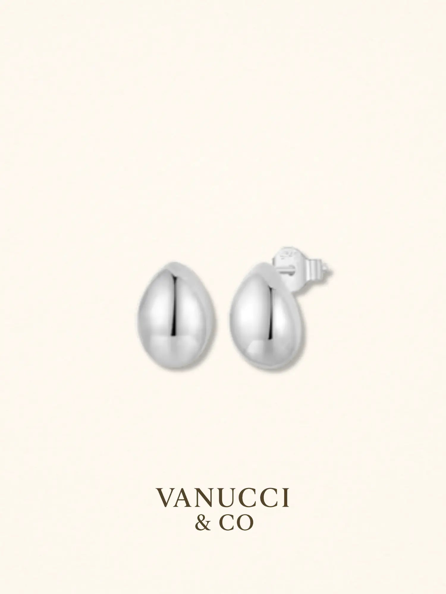 Aretes gota agua plateados espejo Plata 925 - VANUCCI & CO