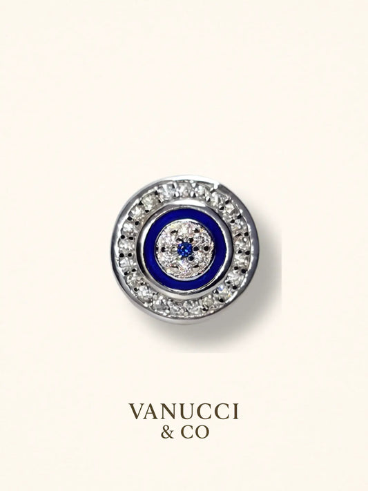 Arete redondo azul intenso circonias blancas Plata 925 - VANUCCI & CO