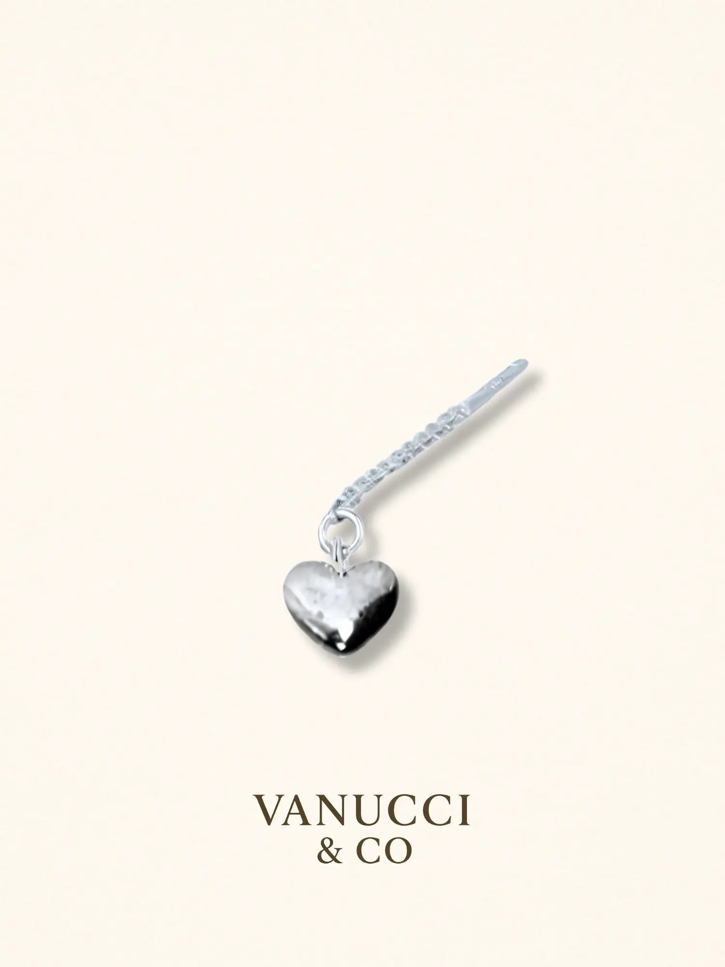 Arete largos varilla corazón liso Plata 925 - VANUCCI & CO