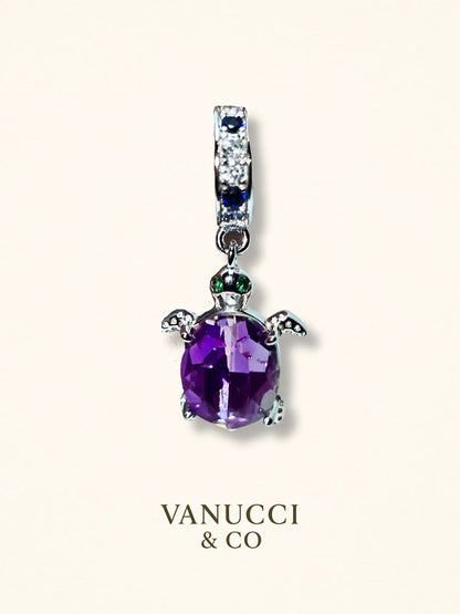 Charm en forma de tortuga con caparazón de circonia Plata 925 - VANUCCI & CO