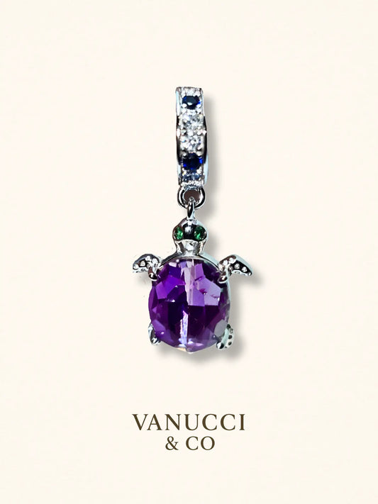 Charm en forma de tortuga con caparazón de circonia Plata 925 - VANUCCI & CO