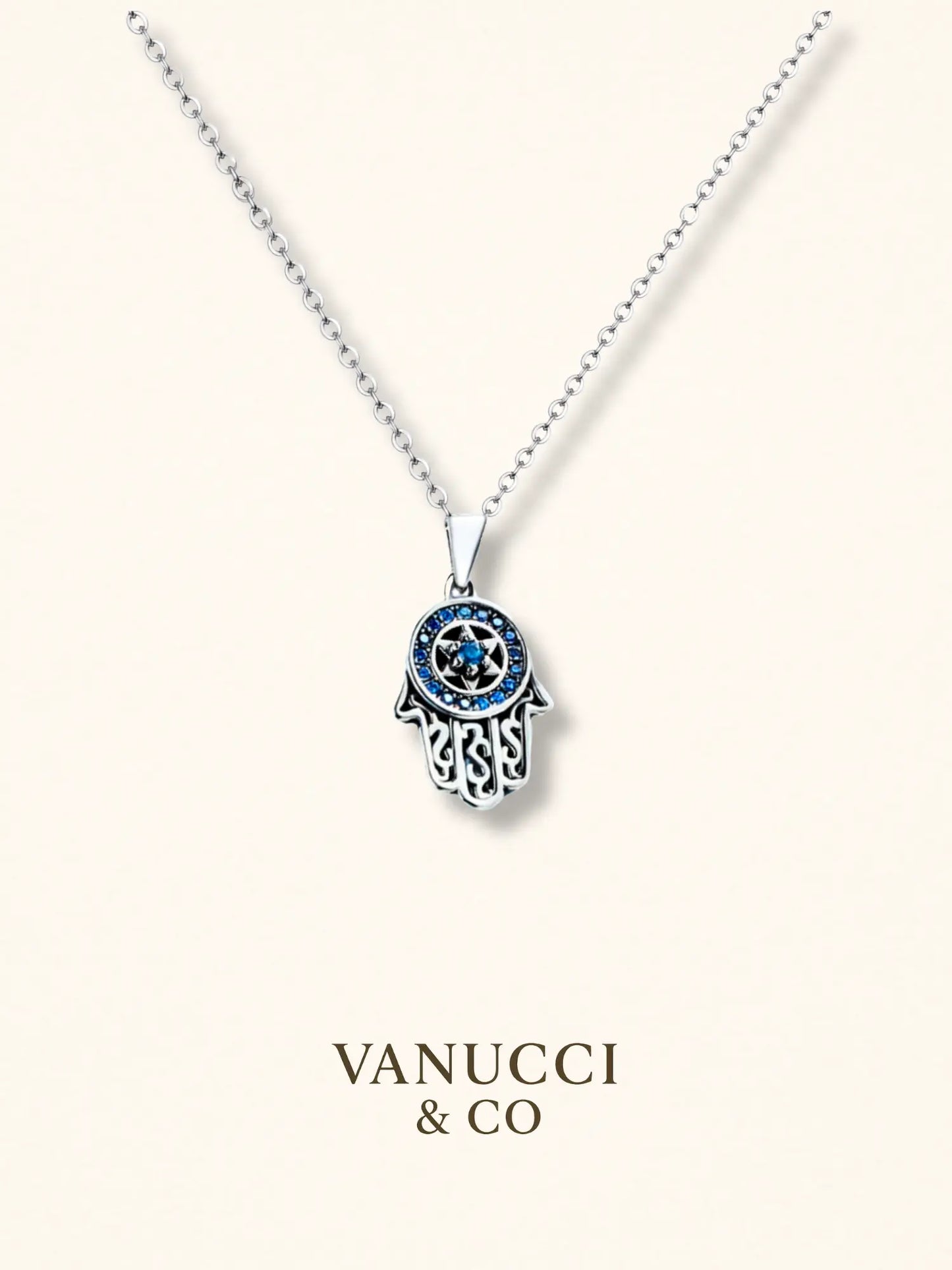 Collar de plata con dije de mano de Fátima Plata 925 - VANUCCI & CO