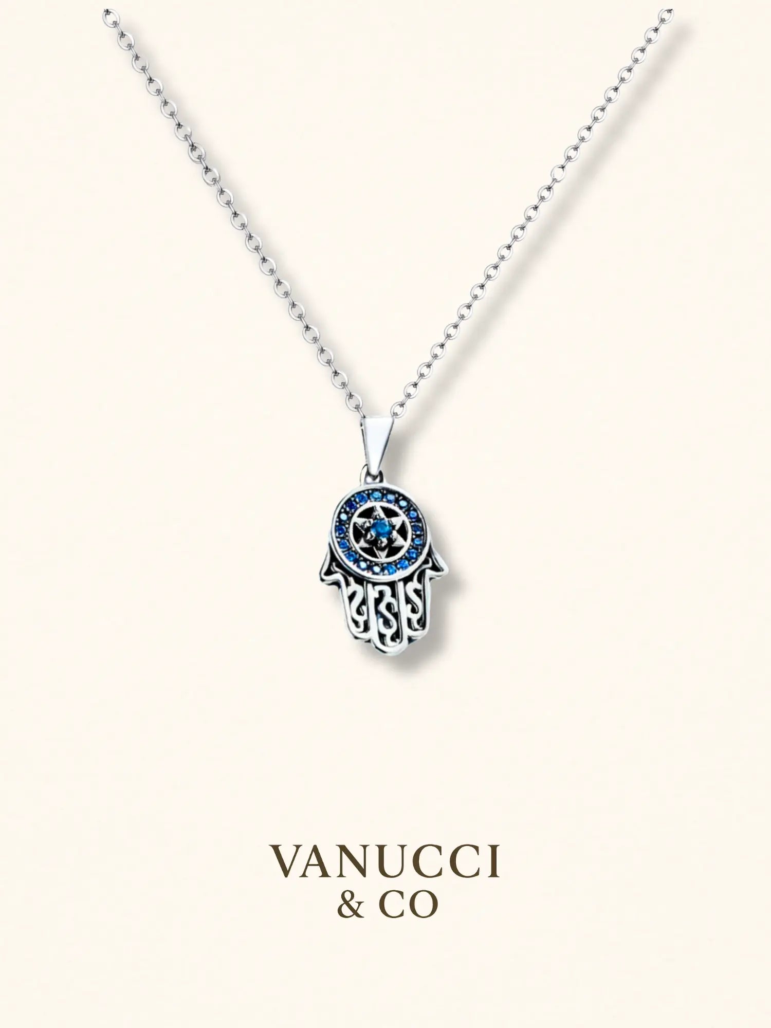 Collar de plata con dije de mano de Fátima Plata 925 - VANUCCI & CO