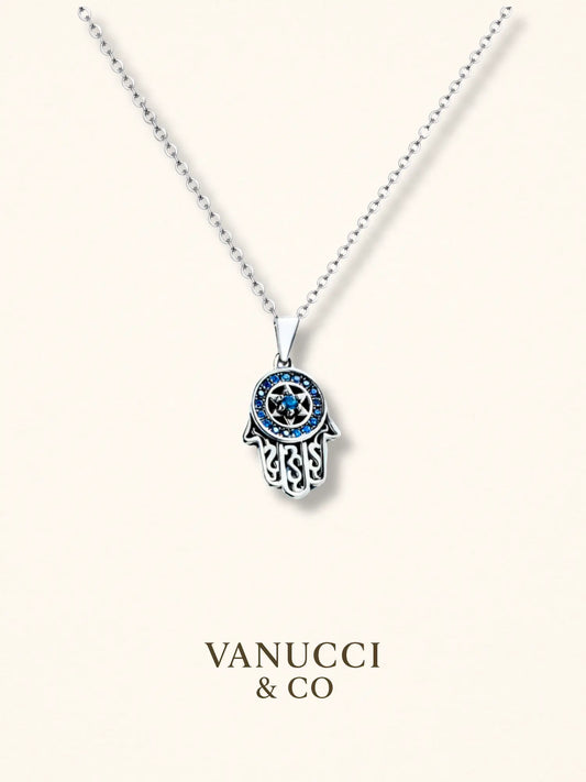Collar de plata con dije de mano de Fátima Plata 925 - VANUCCI & CO