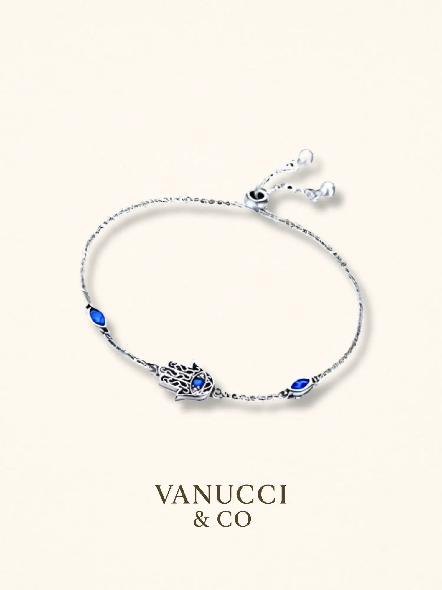 Pulsera mano Hamsa circonia azul Plata 925 - VANUCCI & CO
