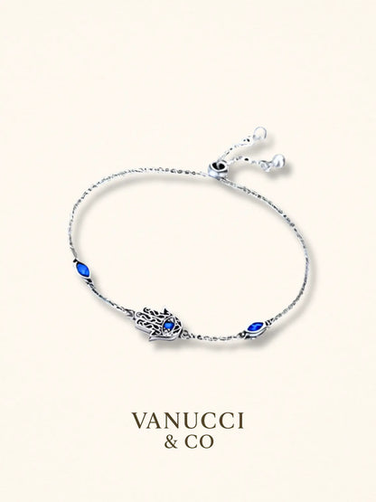 Pulsera mano Hamsa circonia azul Plata 925 - VANUCCI & CO