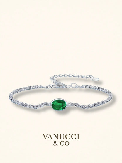 Pulsera chopin trenzada circonia verde Plata 925 - VANUCCI & CO