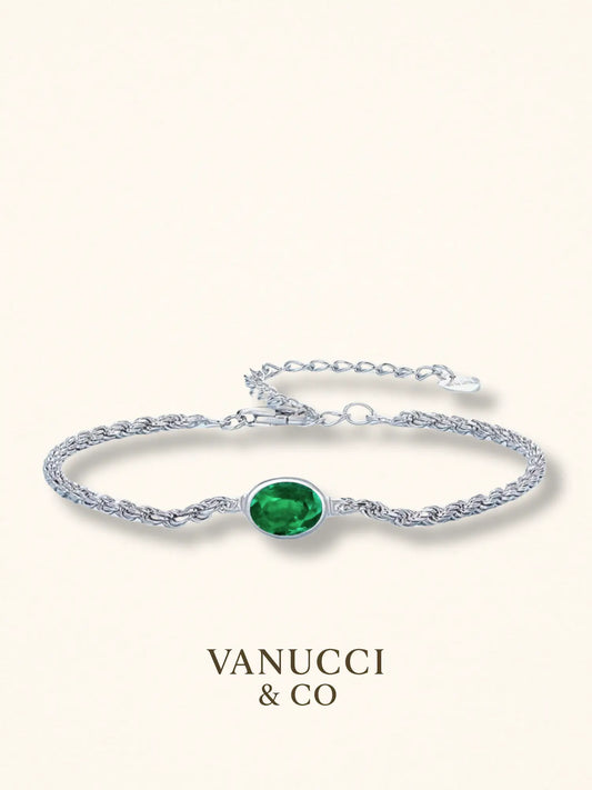 Pulsera chopin trenzada circonia verde Plata 925 - VANUCCI & CO