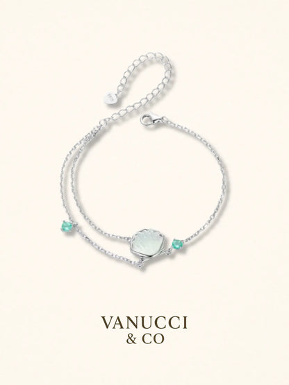 Pulsera doble concha marina circonias turquesa Plata 925 - VANUCCI & CO