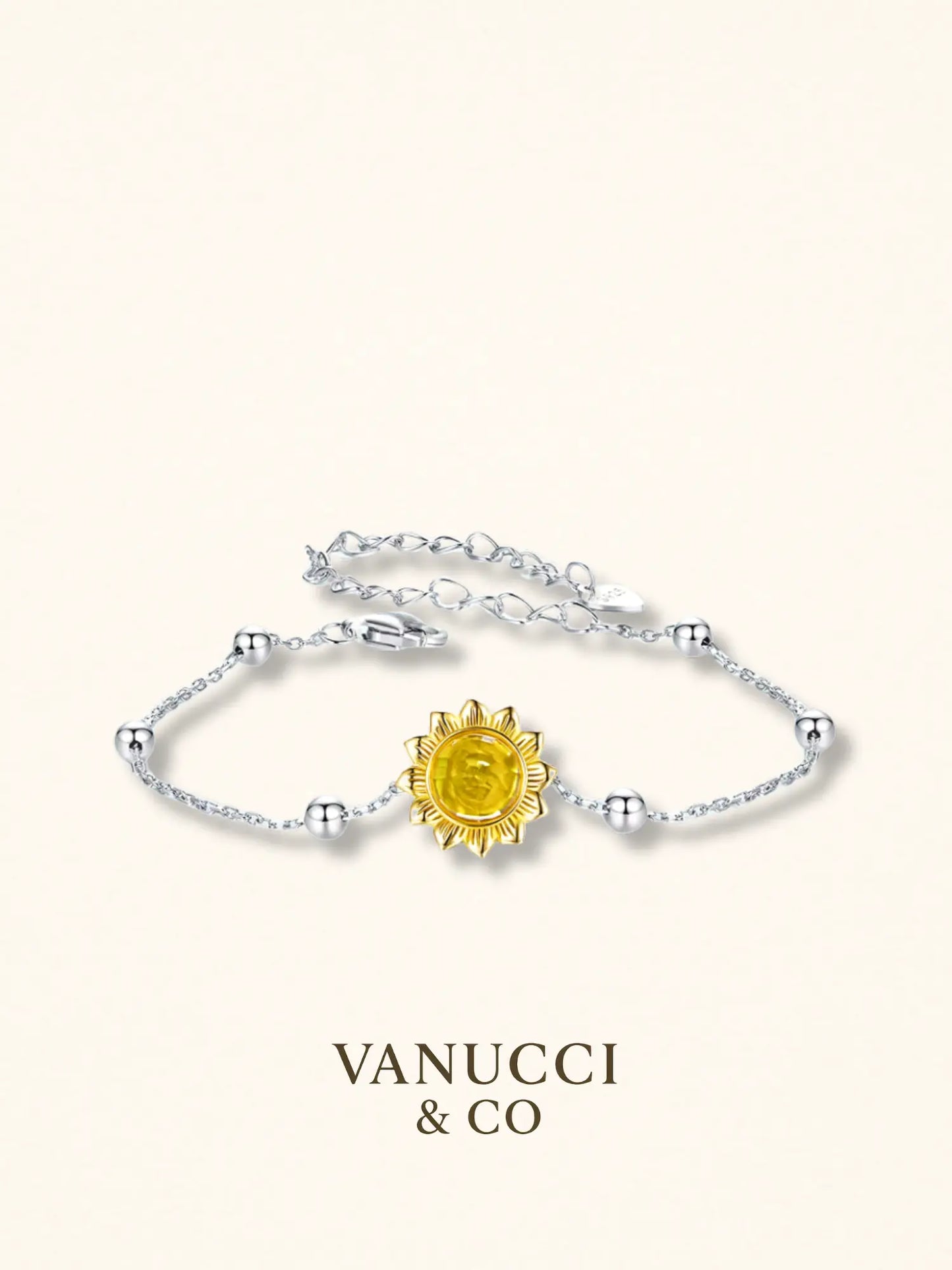 Pulsera girasol circonia amarilla baño oro Plata 925 - VANUCCI & CO