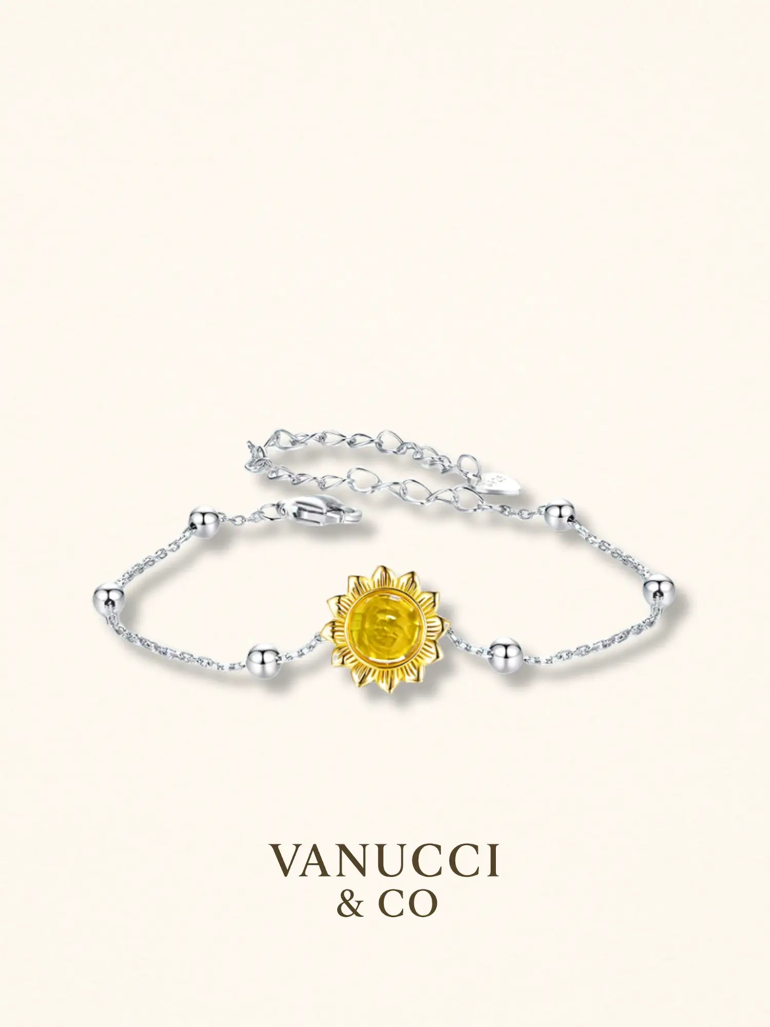Pulsera girasol circonia amarilla baño oro Plata 925 - VANUCCI & CO