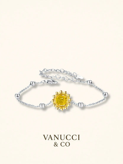 Pulsera girasol circonia amarilla baño oro Plata 925 - VANUCCI & CO