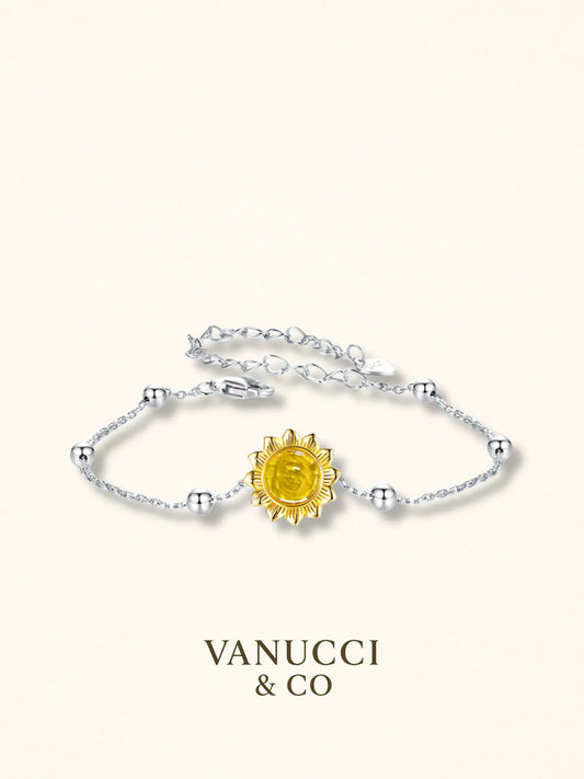 Pulsera girasol circonia amarilla baño oro Plata 925 - VANUCCI & CO