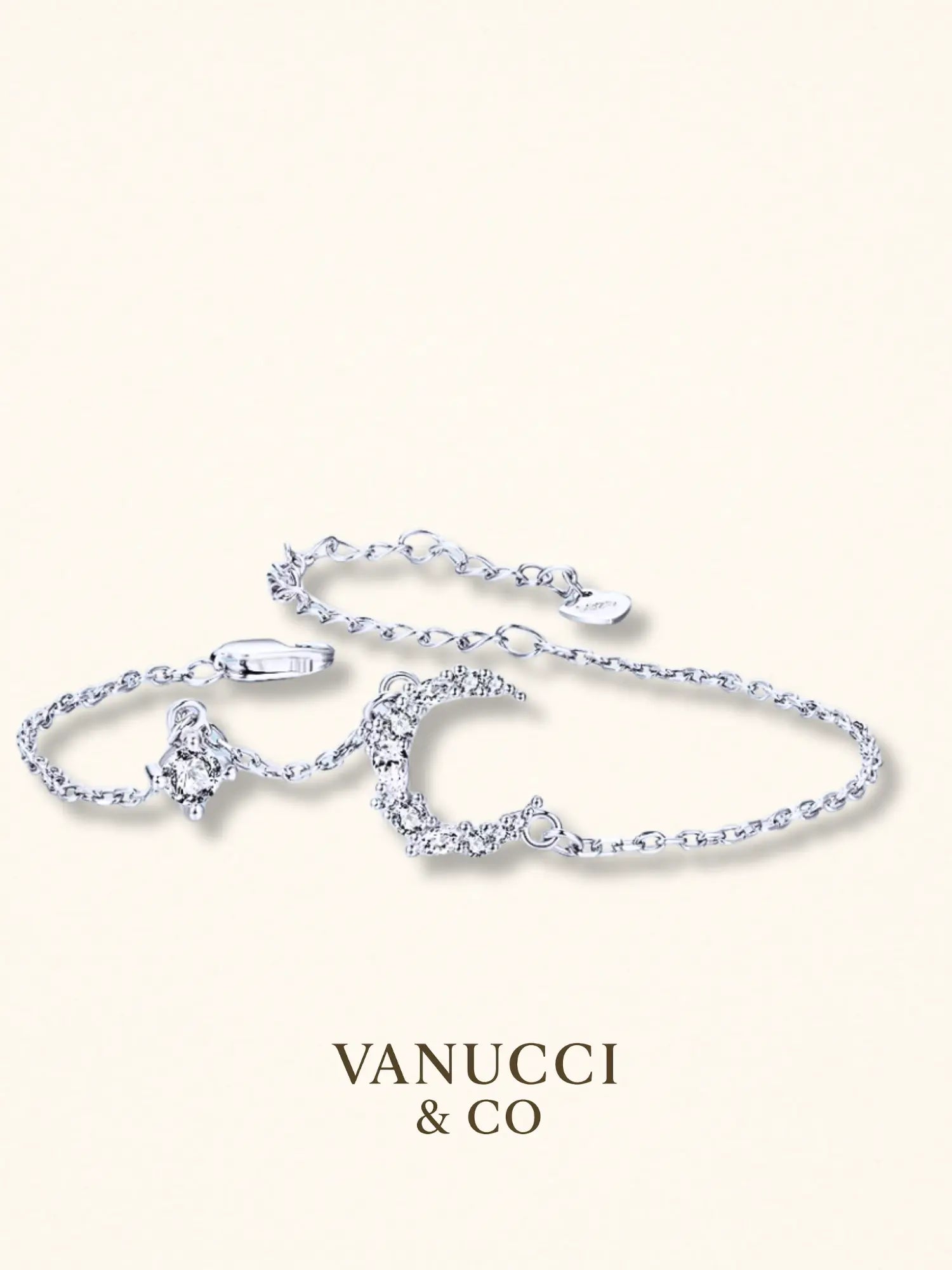 Pulsera luna creciente circonias blancas Plata 925 - VANUCCI & CO