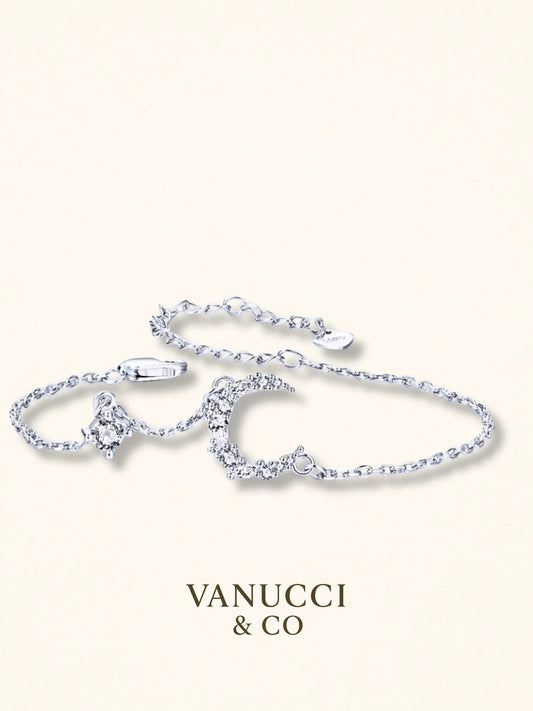 Pulsera luna creciente circonias blancas Plata 925 - VANUCCI & CO