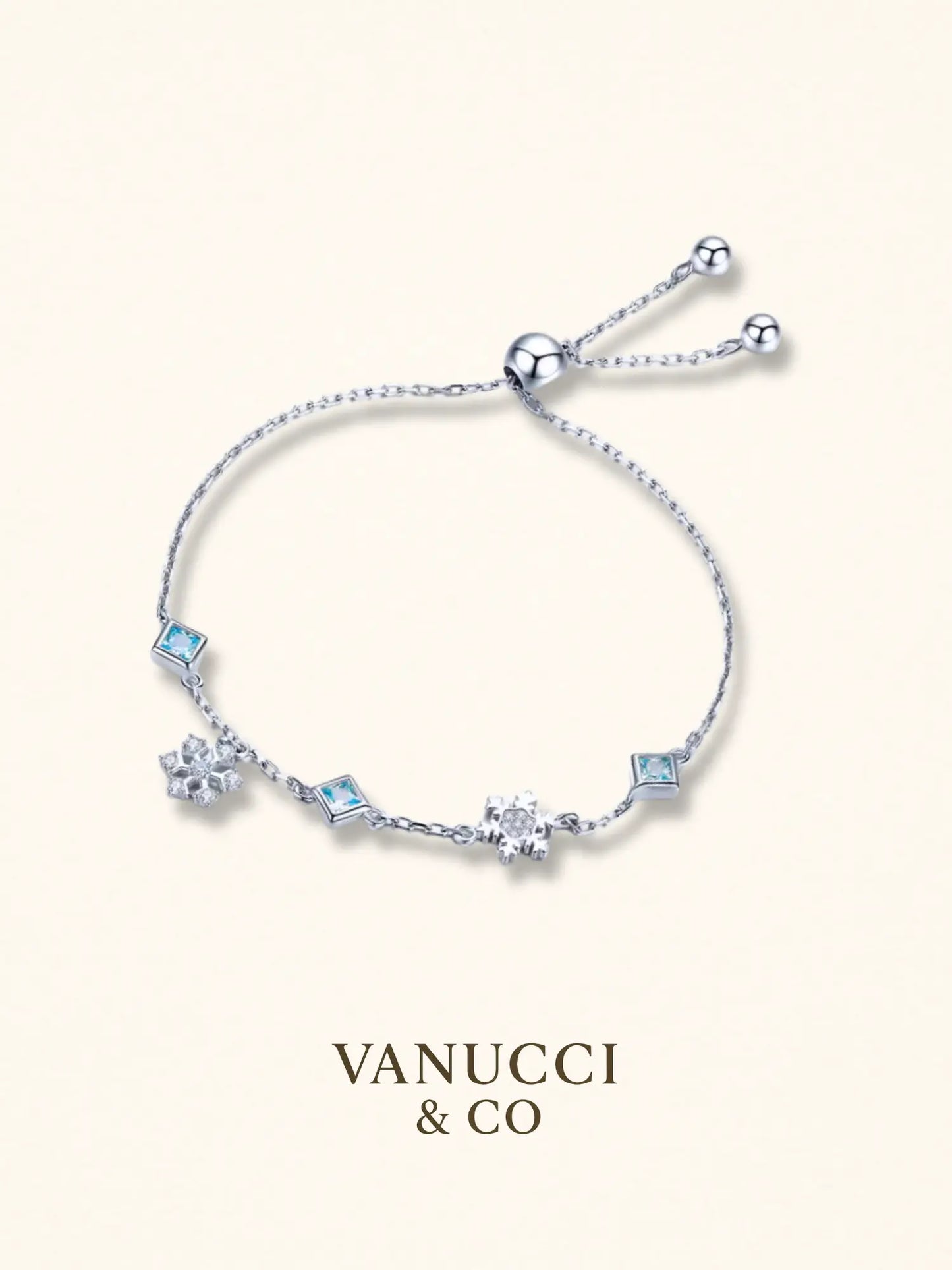 Pulsera copos nieve azul blanco Plata 925 - VANUCCI & CO