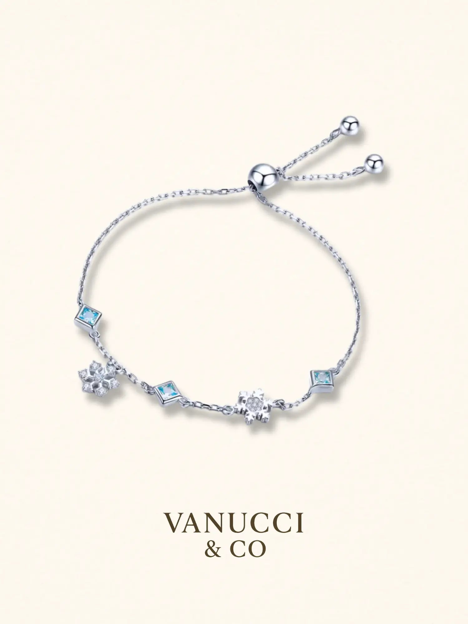 Pulsera copos nieve azul blanco Plata 925 - VANUCCI & CO