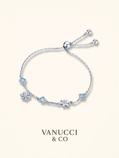 Pulsera copos nieve azul blanco Plata 925 - VANUCCI & CO