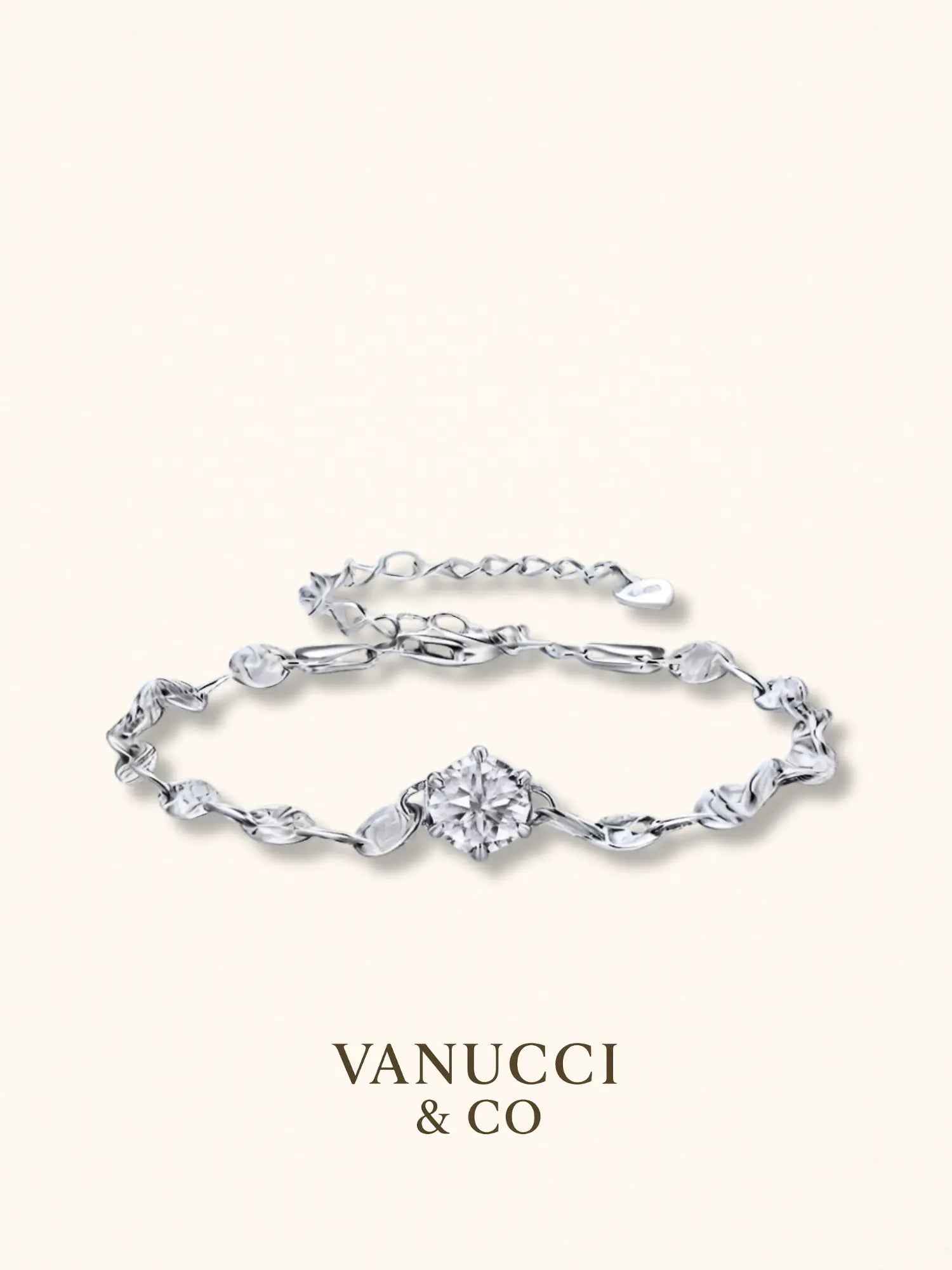 Pulsera eslabones circonia central plata - VANUCCI & CO