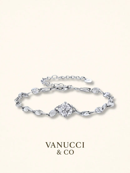Pulsera eslabones circonia central plata - VANUCCI & CO