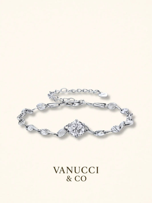 Pulsera eslabones circonia central plata - VANUCCI & CO