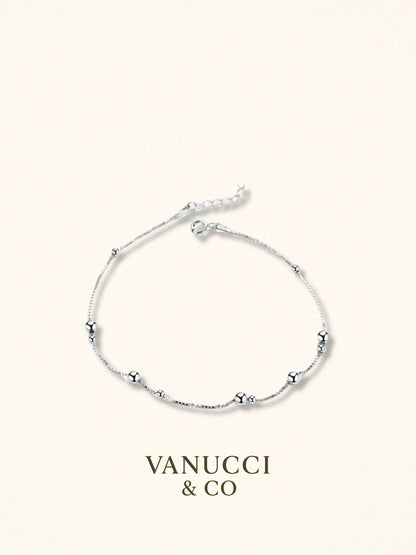 Tobillera cuentas redondas plata ajustable Plata 925 - VANUCCI & CO
