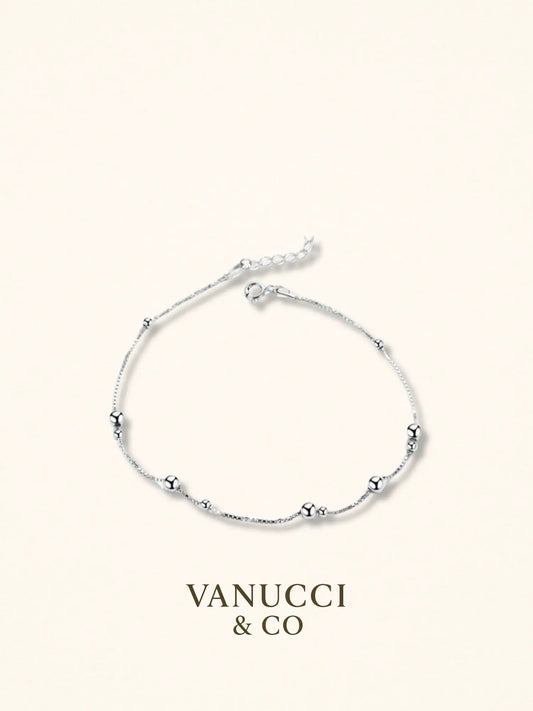 Tobillera cuentas redondas plata ajustable Plata 925 - VANUCCI & CO